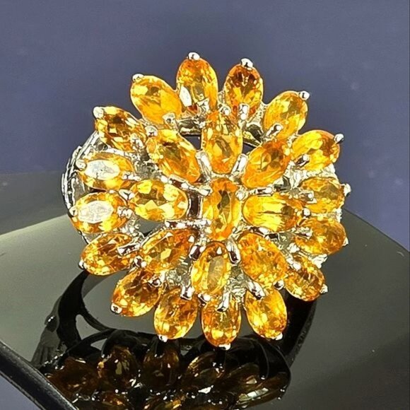 925 Sterling Silver Ring Sz 6.75 with Natural Citrine Gemstone